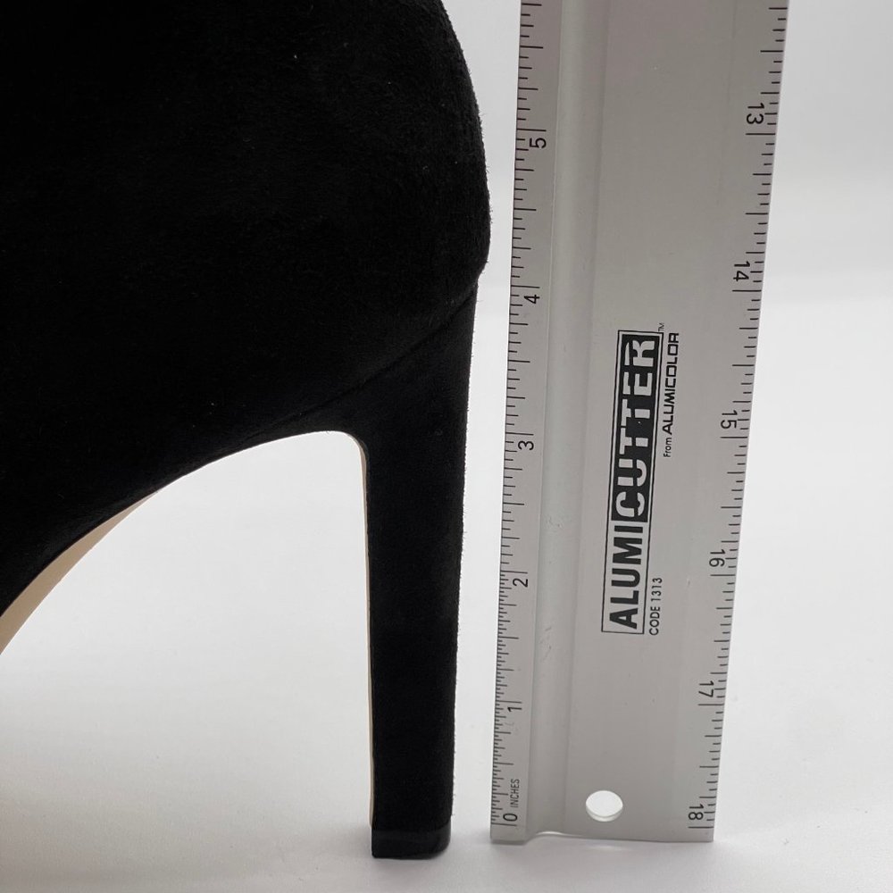 JIMMY CHOO LORETTA BLACK SUEDE ANKLE BOOT, CUT-OUT FRONT & GOLD-TONED BUTTONS - Picture 9 of 15